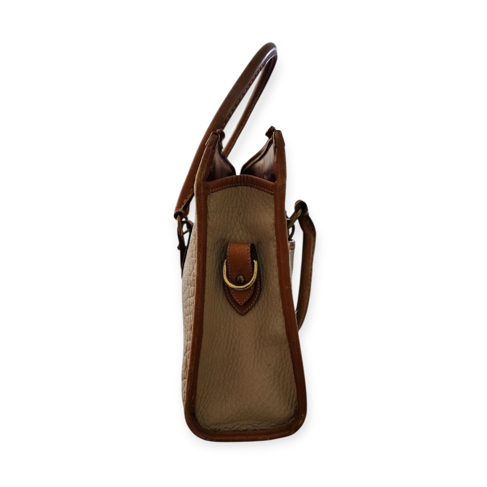 Dooney & Bourke AWL Vintage Pebbled Leather Satchel – Ivory & Tan - Picture 5 of 11